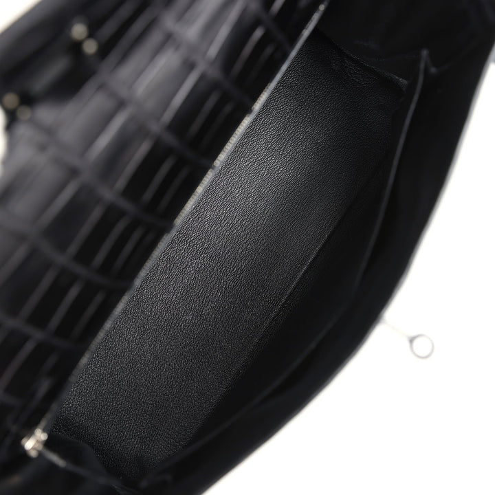 New Hermes Kelly Retourne 32 SO Black Matte Niloticus Crocodile Black Hardware