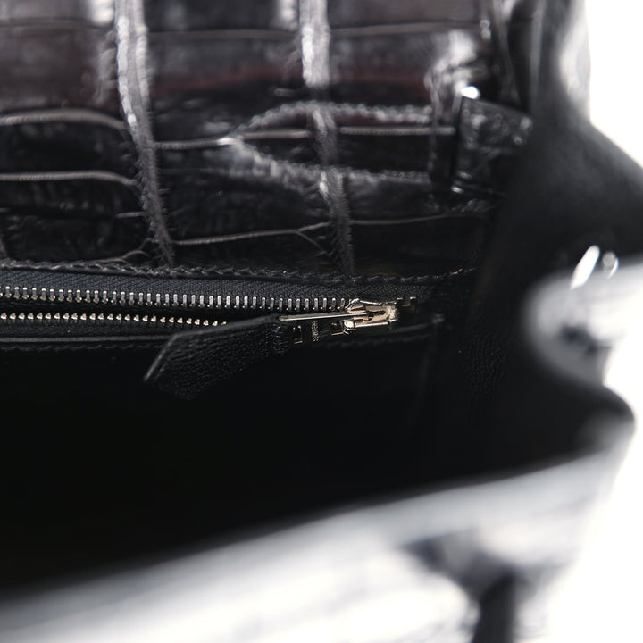 New Hermes Kelly Retourne 32 SO Black Matte Niloticus Crocodile Black Hardware