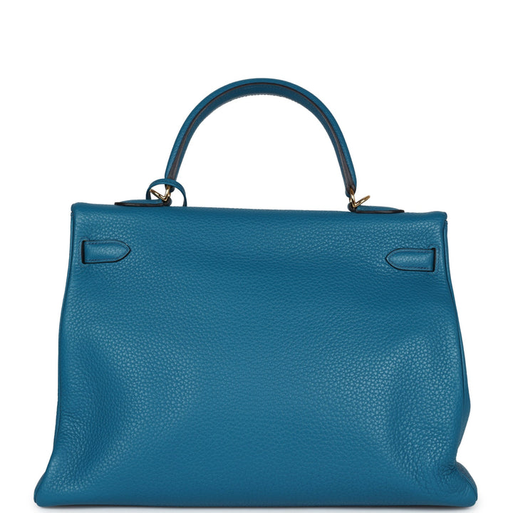New Hermes Kelly Retourne 35 Cobalt Clemence Gold Hardware