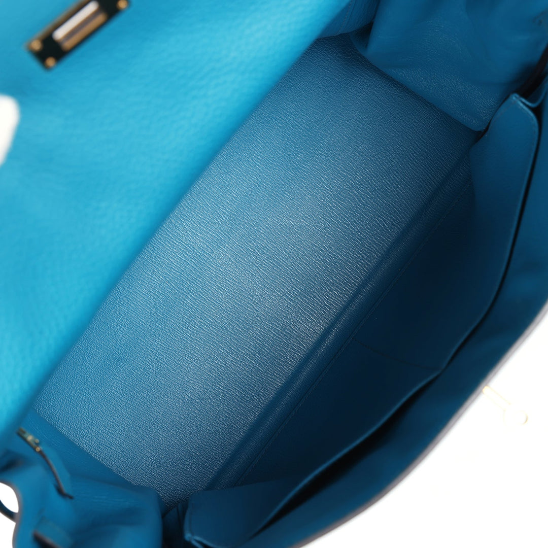 New Hermes Kelly Retourne 35 Cobalt Clemence Gold Hardware