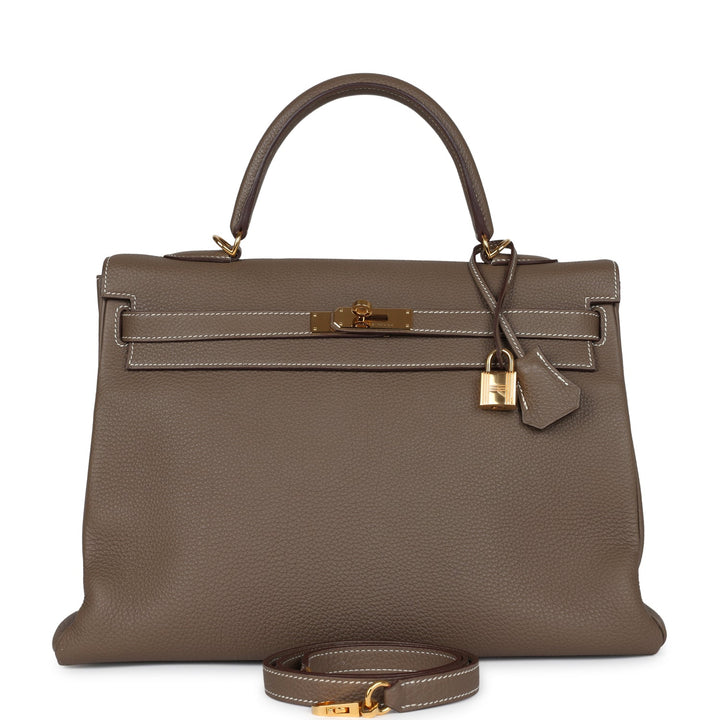 New Hermes Kelly Retourne 35 Etoupe Togo Gold Hardware