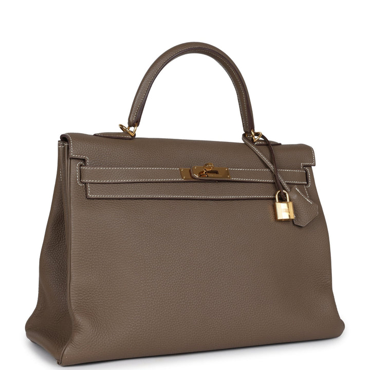 New Hermes Kelly Retourne 35 Etoupe Togo Gold Hardware