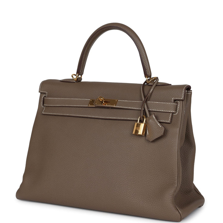 New Hermes Kelly Retourne 35 Etoupe Togo Gold Hardware