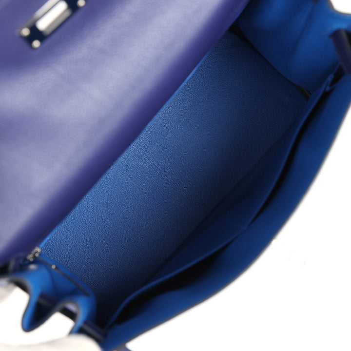 New Hermes Kelly Retourne 28 Bleu Encre Verso Evercolor Palladium Hardware