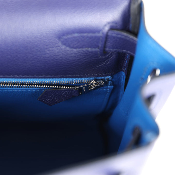 New Hermes Kelly Retourne 28 Bleu Encre Verso Evercolor Palladium Hardware