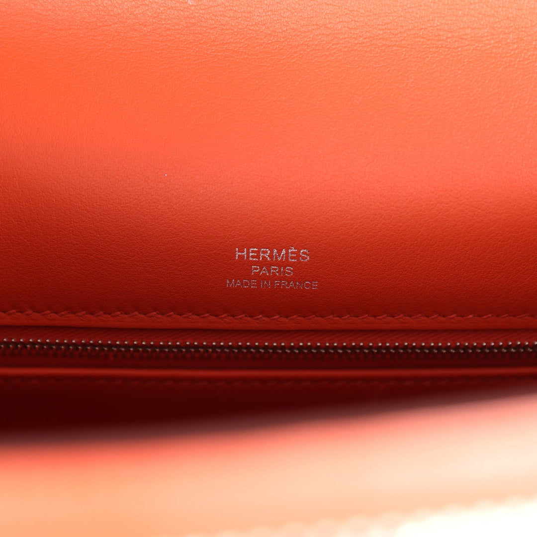 Hermes Quadrille Kelly Sellier 28 Brique Toile and Terre Battue Swift Palladium Hardware