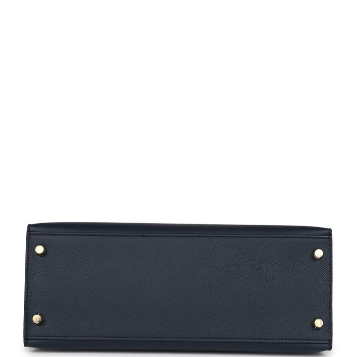 Hermes Kelly Sellier 28 Bleu Indigo Epsom Gold Hardware