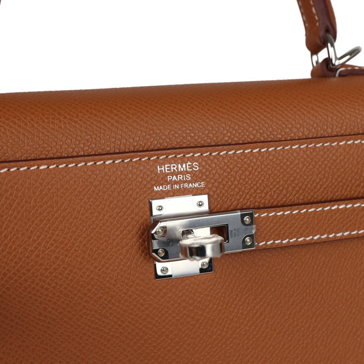 Hermes Kelly Sellier 25 Gold Epsom Palladium Hardware
