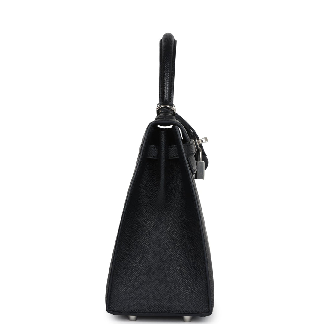 Hermes Kelly Sellier 25 Black Epsom Palladium Hardware
