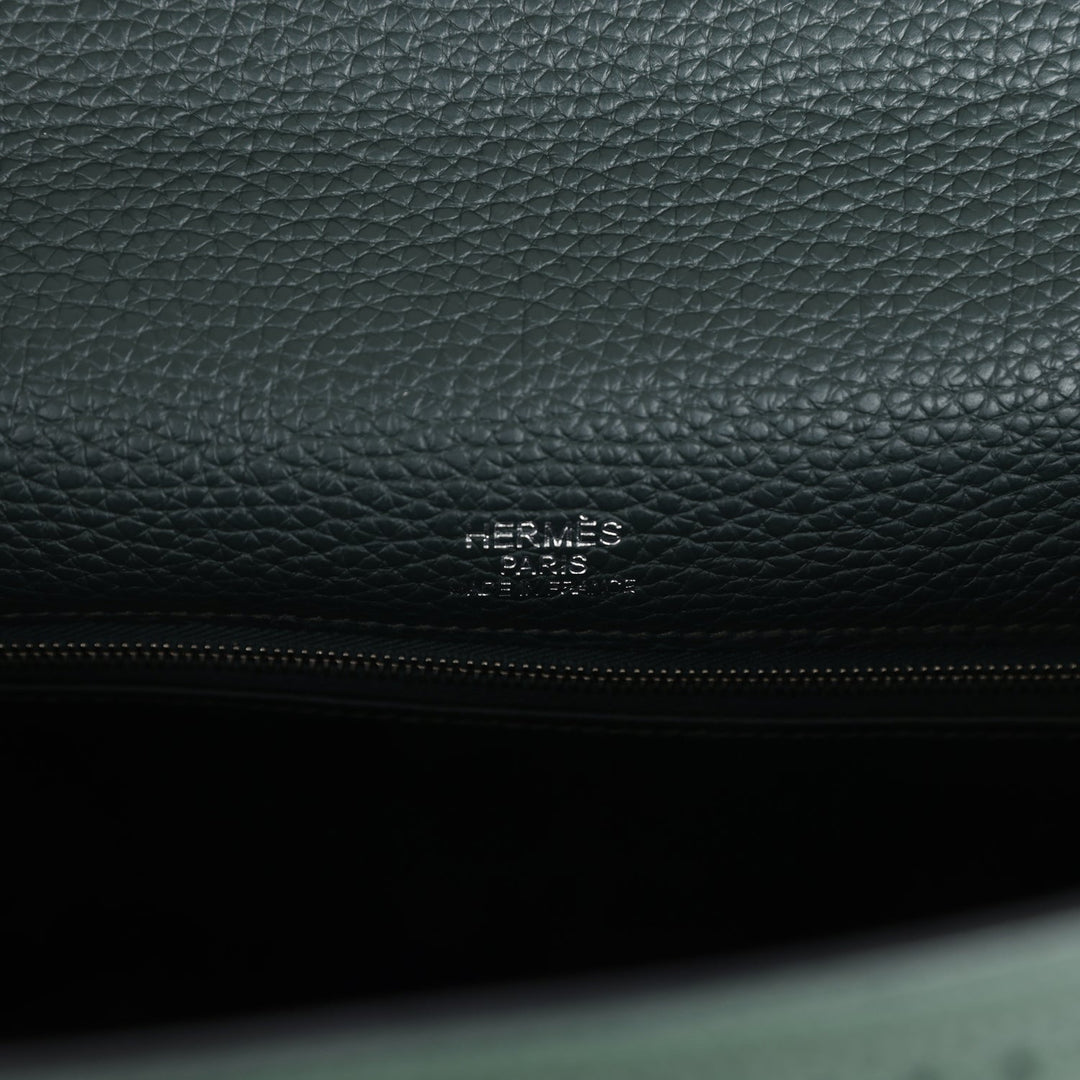 New Hermes Ghillies Kelly 35 Retourne Vert Fonce Clemence and Vert Anglais Evercolor Palladium Hardware