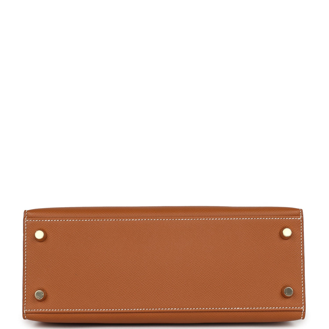 Hermes Kelly Sellier 25 Gold Epsom Gold Hardware