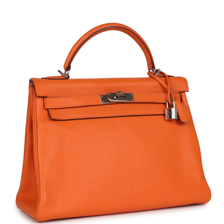 New Hermes Kelly Retourne 32 Orange Togo Palladium Hardware