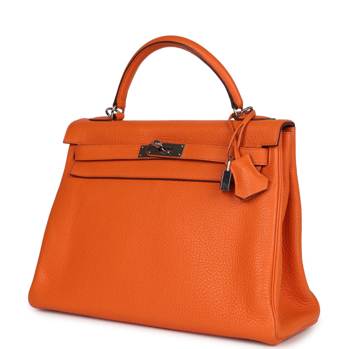New Hermes Kelly Retourne 32 Orange Togo Palladium Hardware
