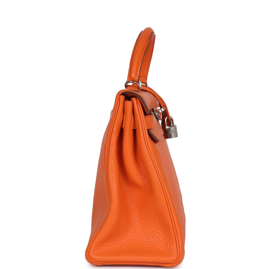 New Hermes Kelly Retourne 32 Orange Togo Palladium Hardware