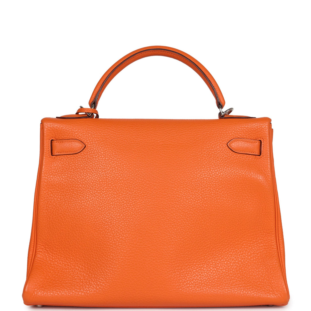 New Hermes Kelly Retourne 32 Orange Togo Palladium Hardware