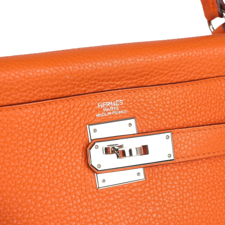 New Hermes Kelly Retourne 32 Orange Togo Palladium Hardware