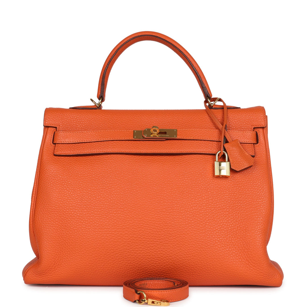New Hermes Kelly Retourne 35 Orange Togo Gold Hardware
