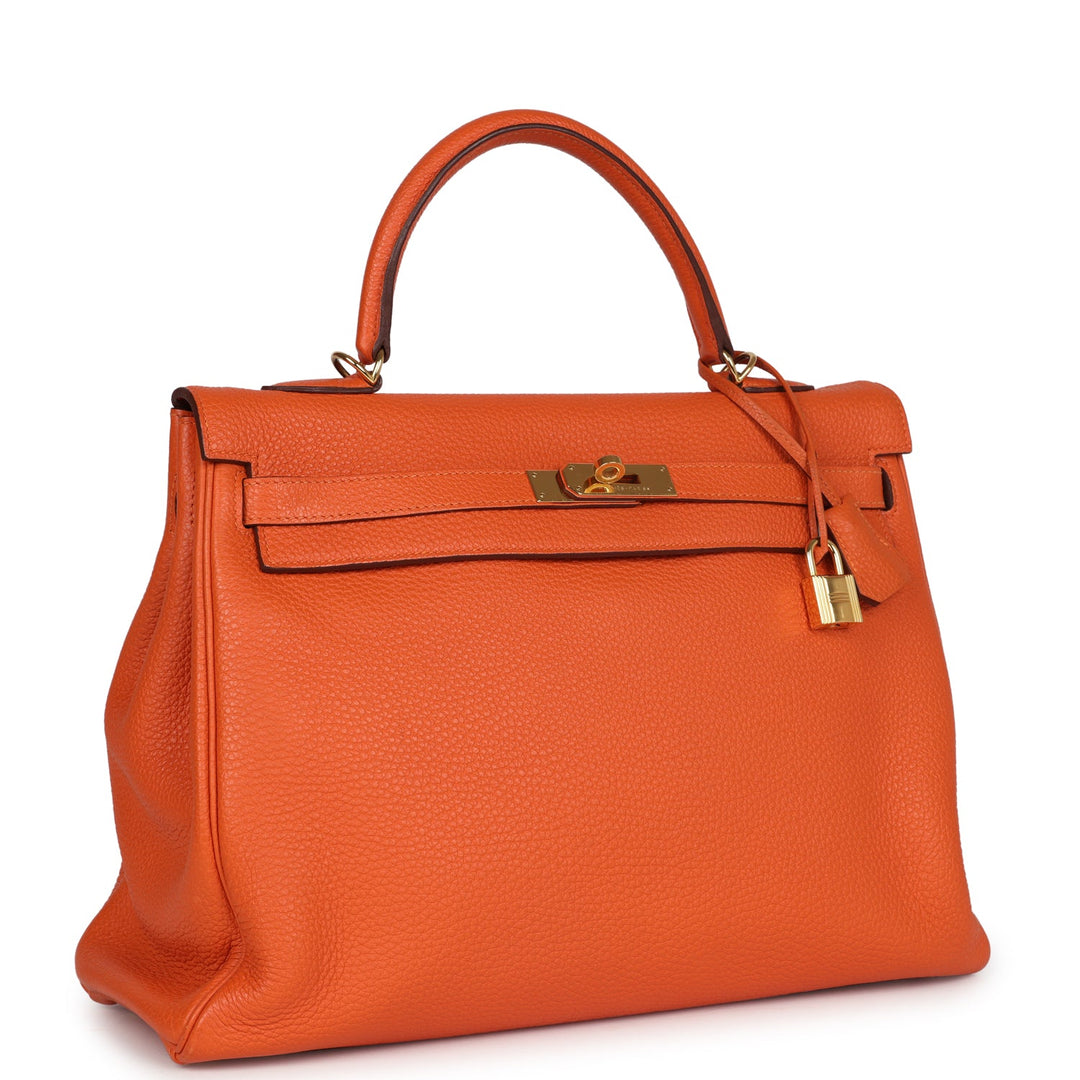 New Hermes Kelly Retourne 35 Orange Togo Gold Hardware