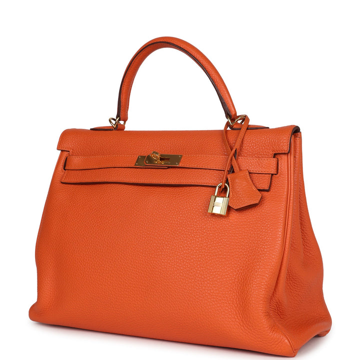 New Hermes Kelly Retourne 35 Orange Togo Gold Hardware