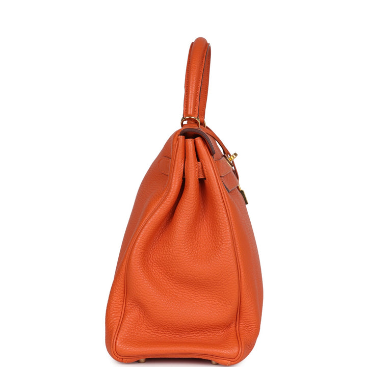 New Hermes Kelly Retourne 35 Orange Togo Gold Hardware