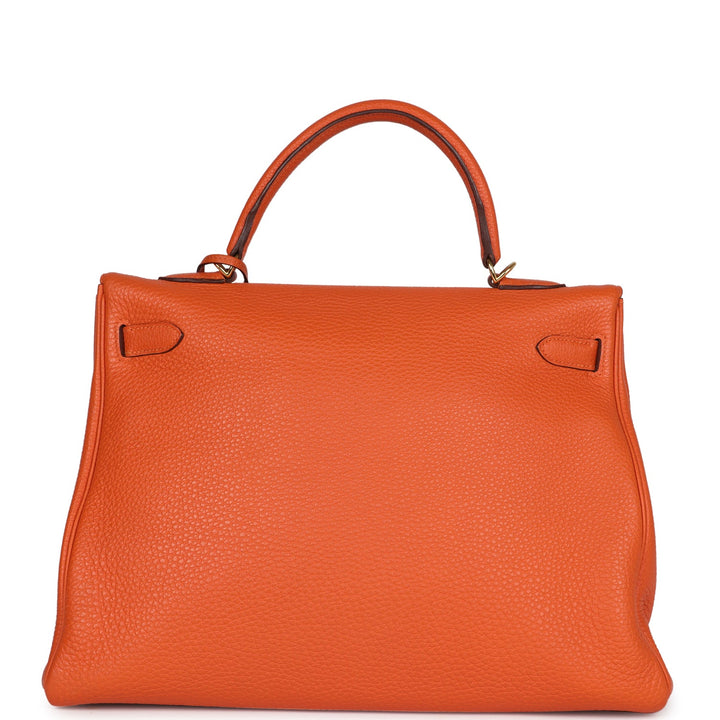 New Hermes Kelly Retourne 35 Orange Togo Gold Hardware