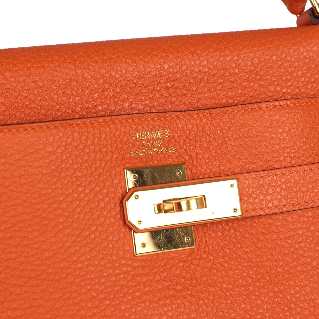 New Hermes Kelly Retourne 35 Orange Togo Gold Hardware