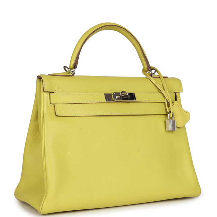 New Hermes Kelly Retourne 32 Lime Candy Epsom Palladium Hardware