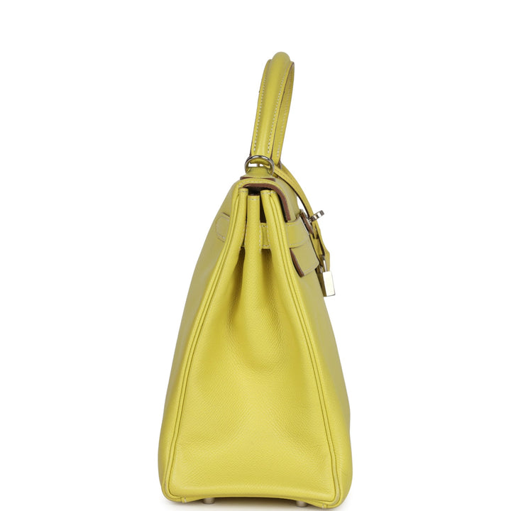 New Hermes Kelly Retourne 32 Lime Candy Epsom Palladium Hardware