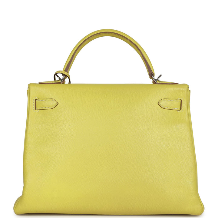 New Hermes Kelly Retourne 32 Lime Candy Epsom Palladium Hardware