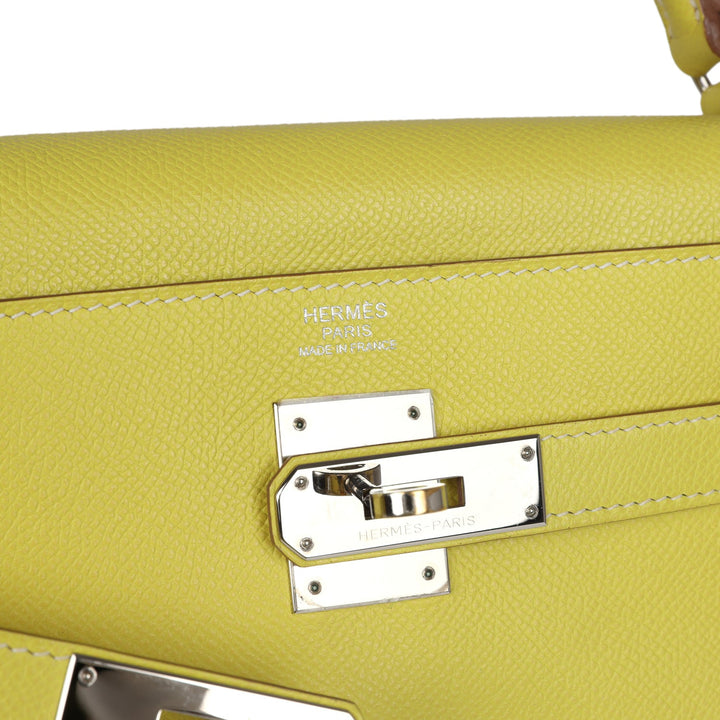 New Hermes Kelly Retourne 32 Lime Candy Epsom Palladium Hardware