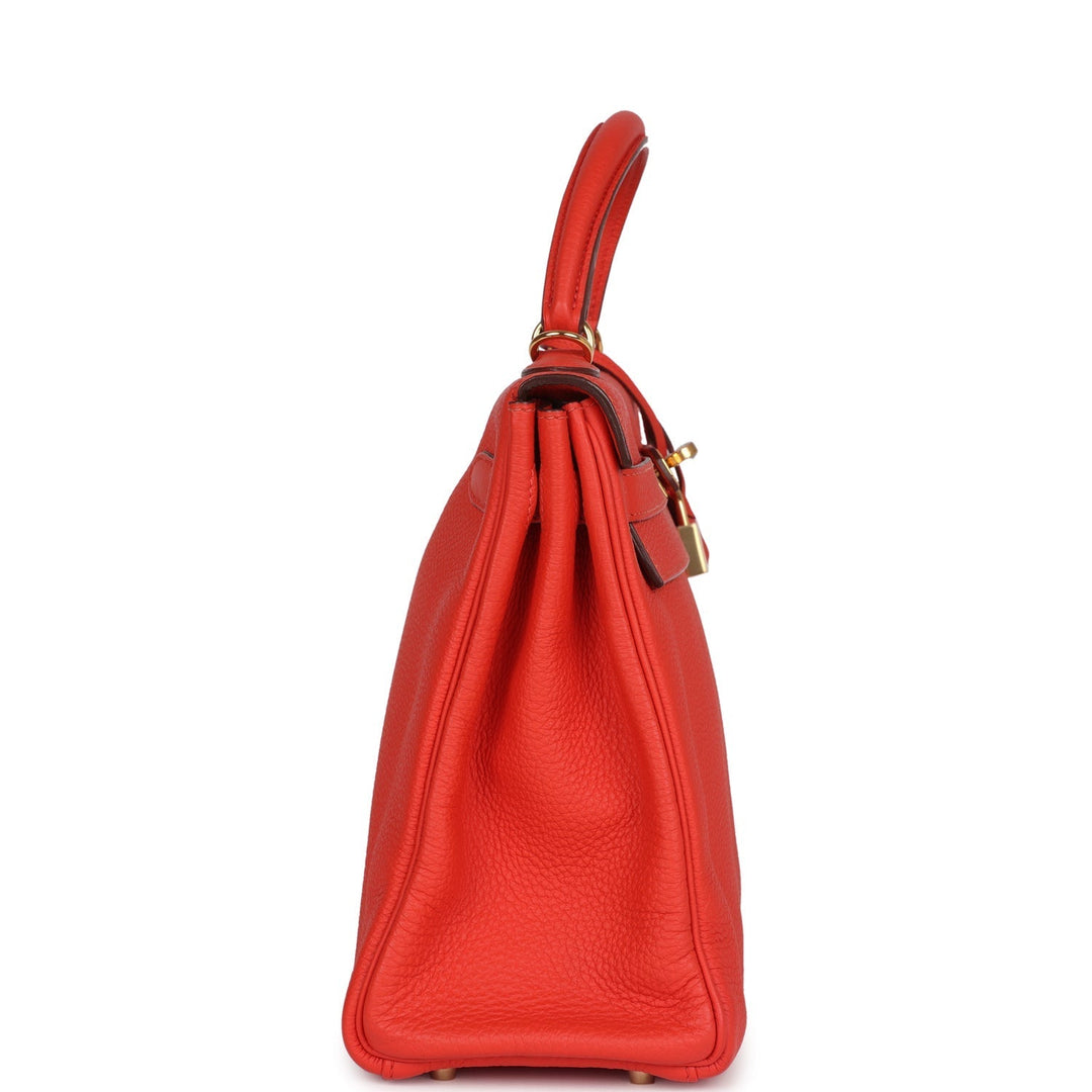 New Hermes Kelly Retourne 32 Capucine Togo Gold Hardware