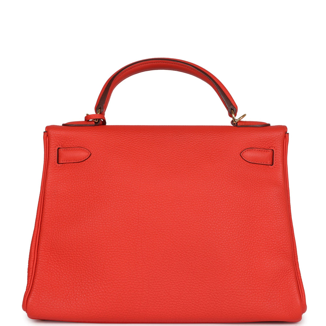 New Hermes Kelly Retourne 32 Capucine Togo Gold Hardware