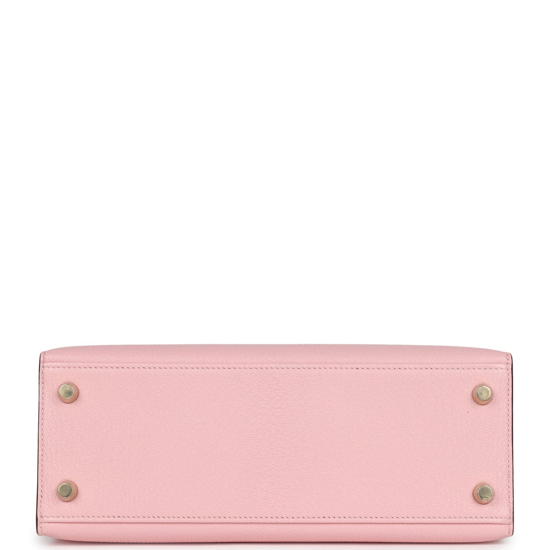 Hermes Special Order (HSS) Kelly Sellier 25 Rose Sakura and Nata Chevre Gold Hardware