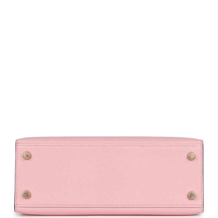 Hermes Special Order (HSS) Kelly Sellier 25 Rose Sakura and Nata Chevre Gold Hardware