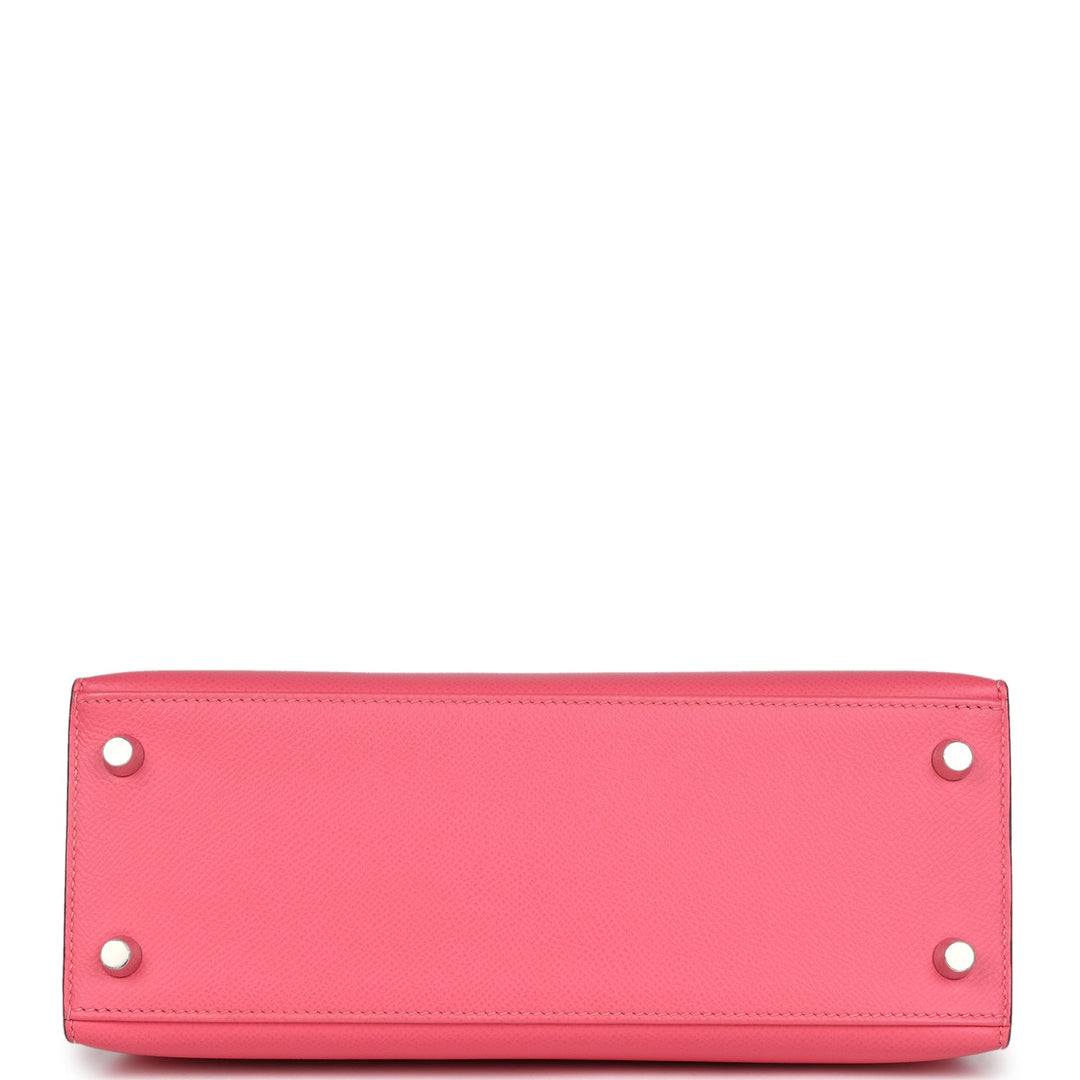 Hermes Kelly Sellier 25 Rose Azalee Epsom Palladium Hardware