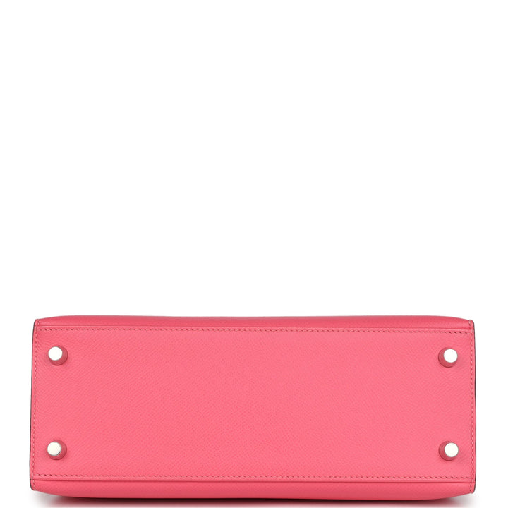 Hermes Kelly Sellier 25 Rose Azalee Epsom Palladium Hardware