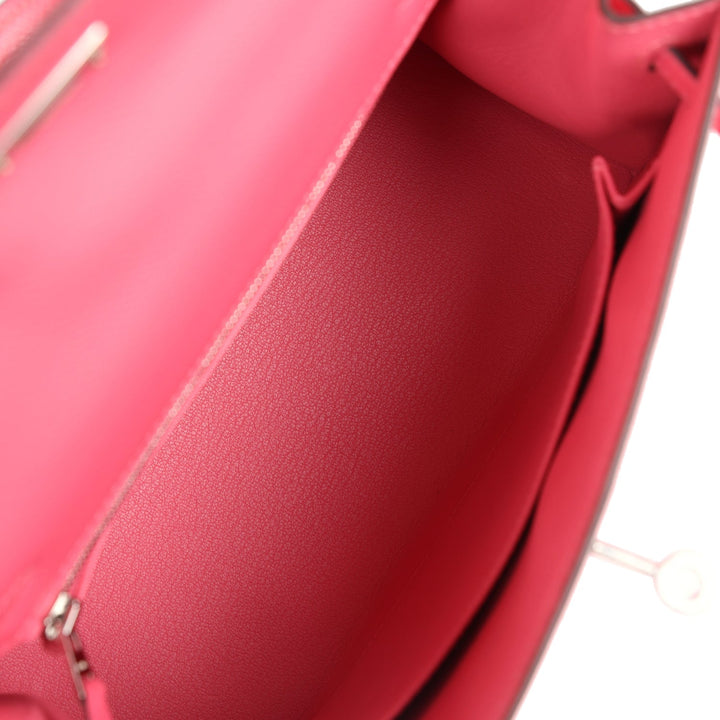Hermes Kelly Sellier 25 Rose Azalee Epsom Palladium Hardware