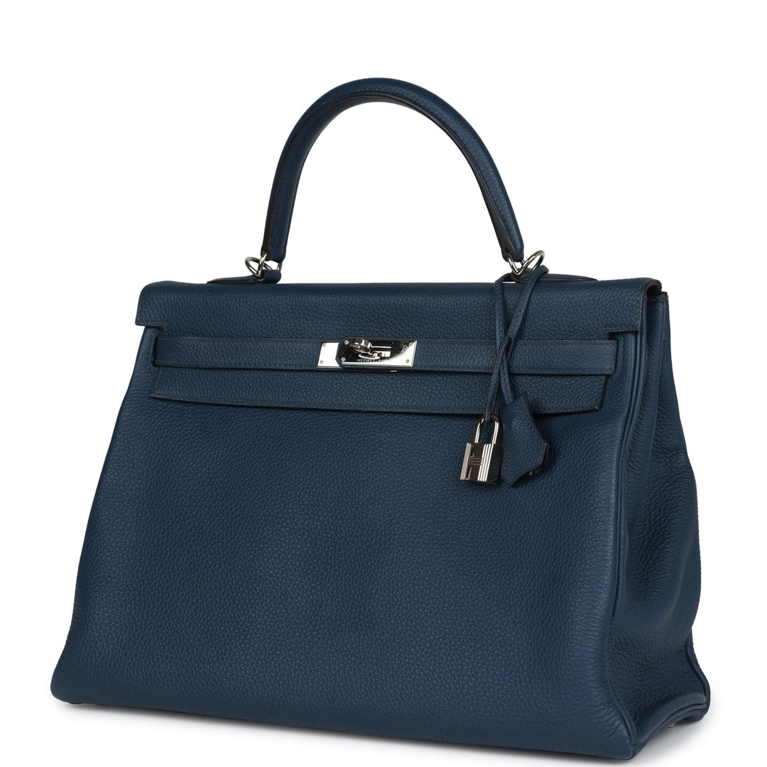 New Hermes Kelly Retourne 35 Bleu De Prusse Togo Palladium Hardware
