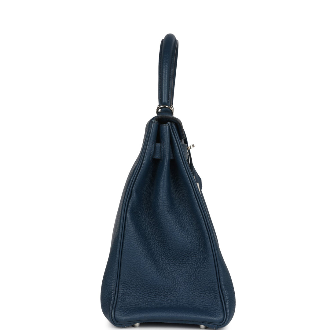 New Hermes Kelly Retourne 35 Bleu De Prusse Togo Palladium Hardware