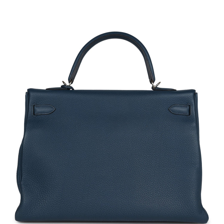 New Hermes Kelly Retourne 35 Bleu De Prusse Togo Palladium Hardware