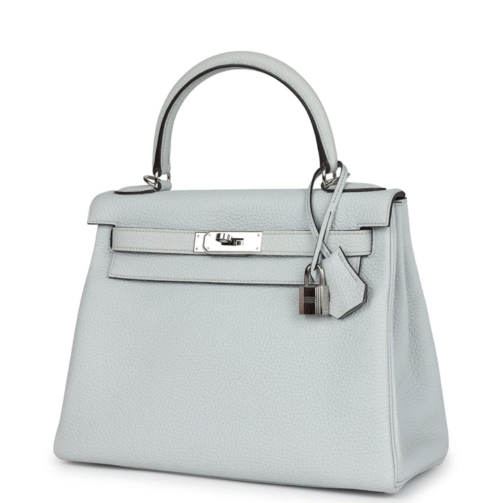 Hermes Kelly Retourne 28 Bleu Pale Clemence Palladium Hardware