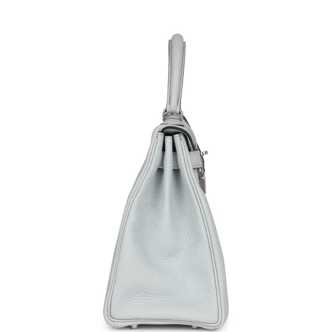Hermes Kelly Retourne 28 Bleu Pale Clemence Palladium Hardware