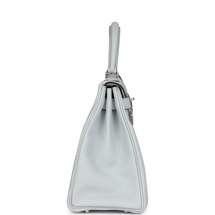 Hermes Kelly Retourne 28 Bleu Pale Clemence Palladium Hardware