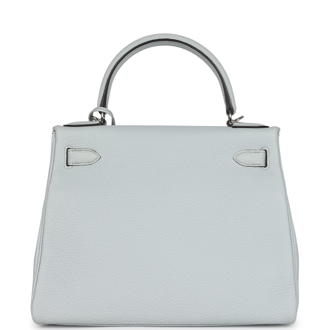 Hermes Kelly Retourne 28 Bleu Pale Clemence Palladium Hardware