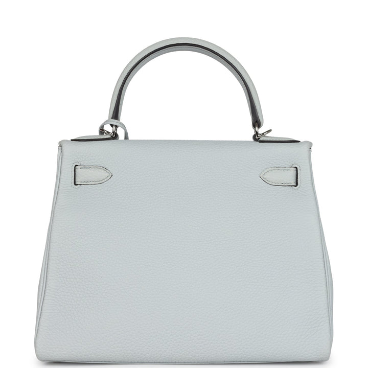 Hermes Kelly Retourne 28 Bleu Pale Clemence Palladium Hardware