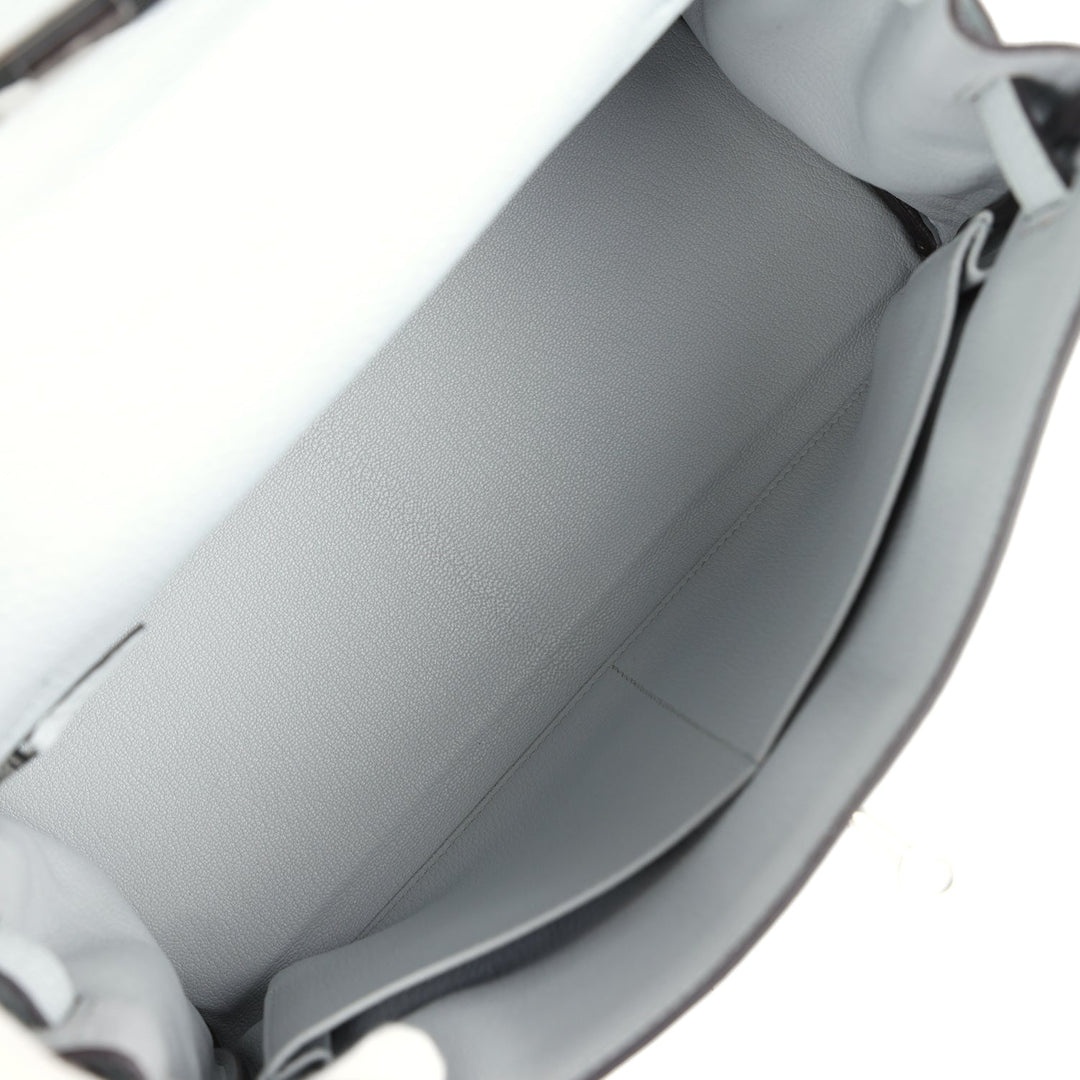 Hermes Kelly Retourne 28 Bleu Pale Clemence Palladium Hardware