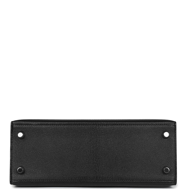 Hermes Kelly Sellier 25 Black Chevre Mysore Gold Hardware