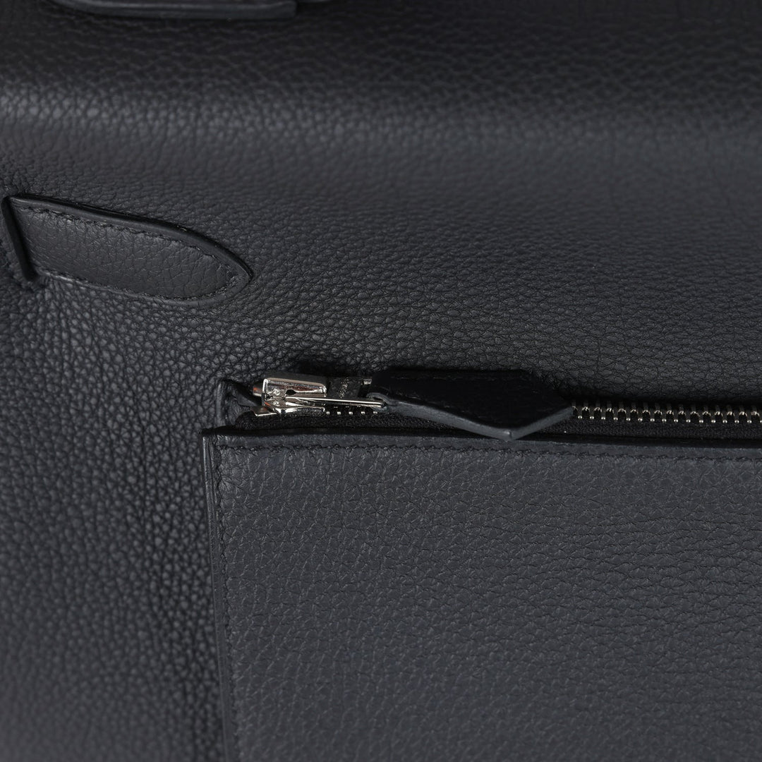 Hermes Kelly 42 Maxi Black Togo Palladium Hardware
