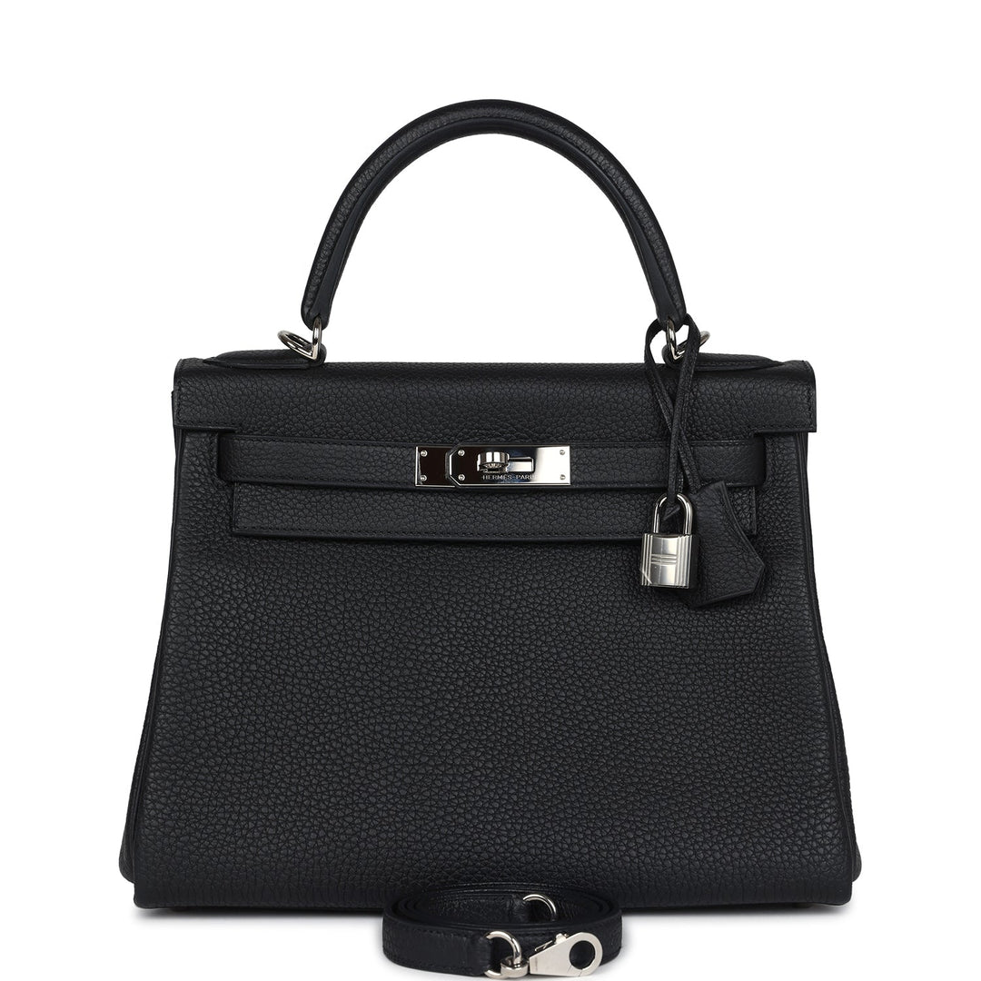 New Hermes Kelly Retourne 28 Black Togo Palladium Hardware