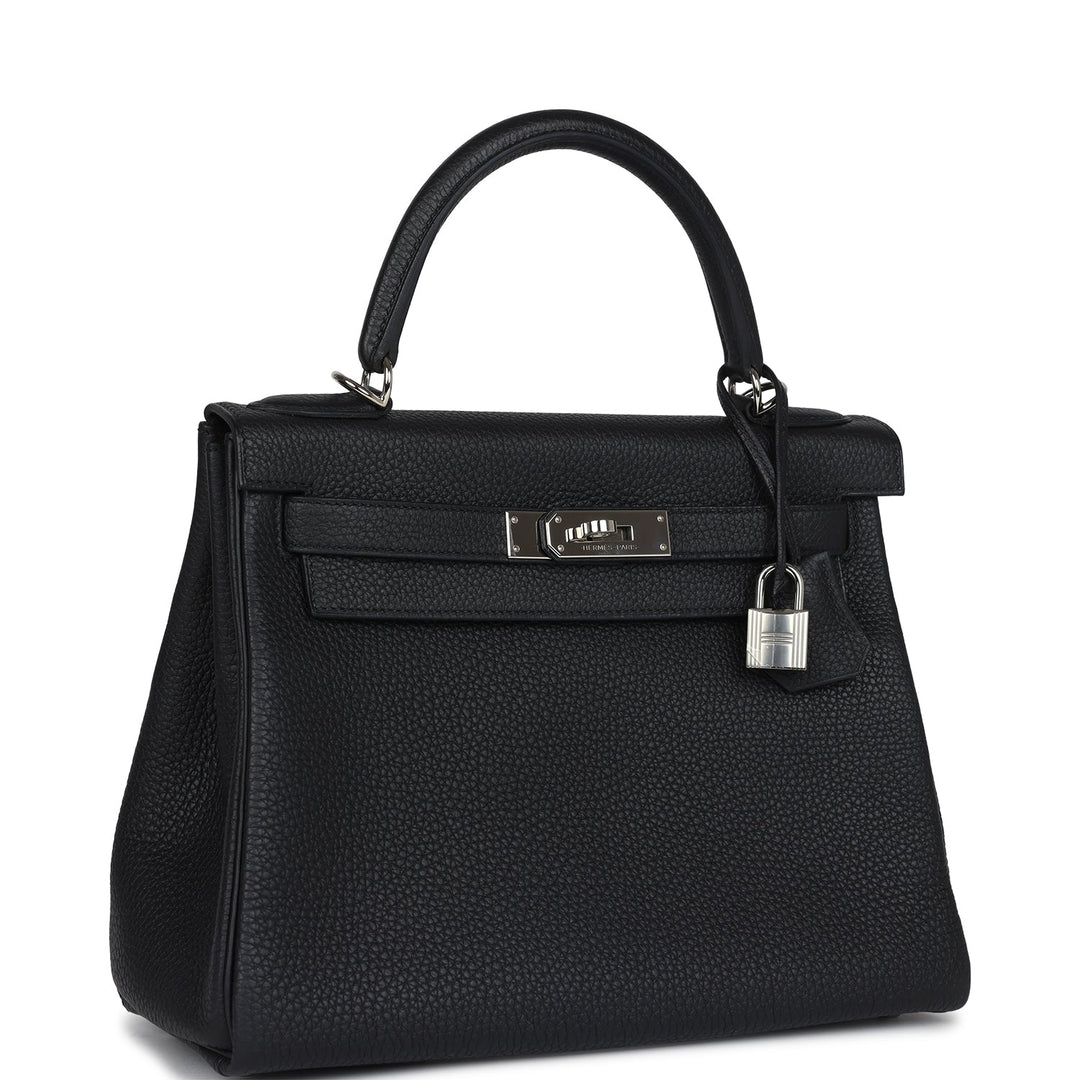 New Hermes Kelly Retourne 28 Black Togo Palladium Hardware